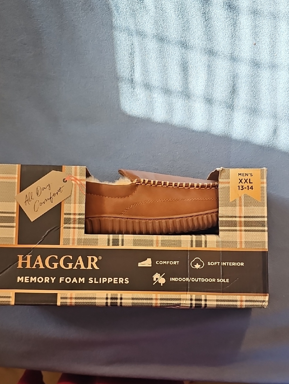 Haggar Men's Tan Memory Foam Slippers